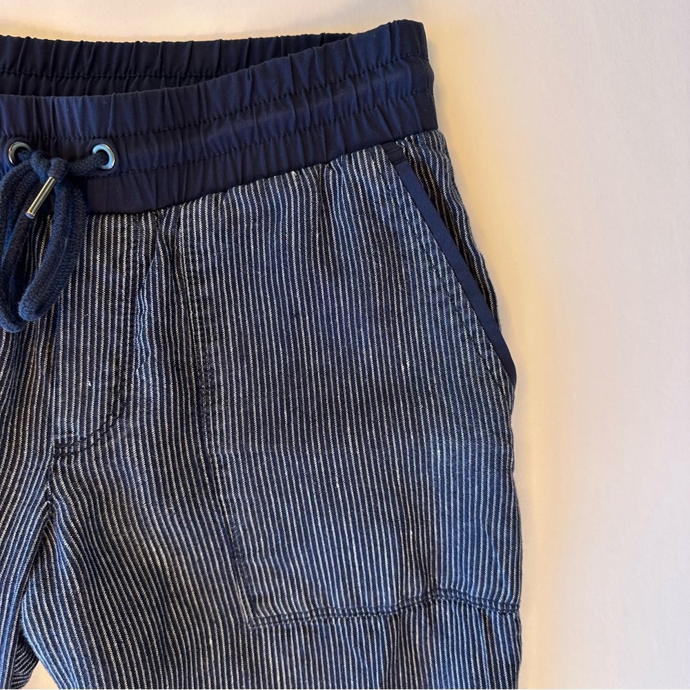 ATHLETA Bali 100% Linen Pull On Pants Womens Size 4 Navy Stripe Nautical Coastal - Picture 14 of 15